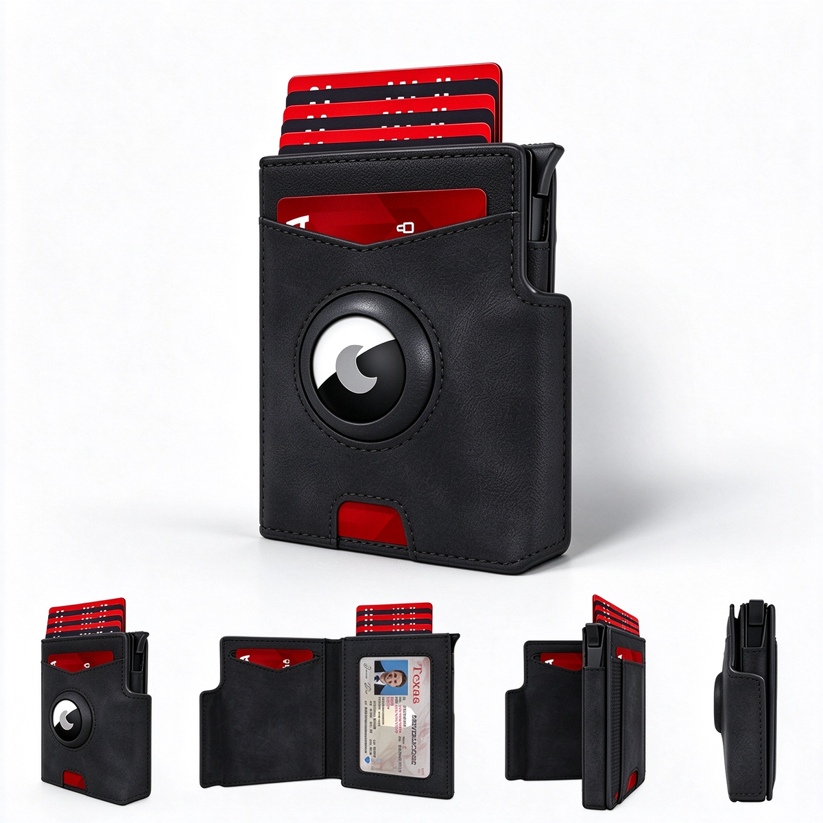 AirTag Pop Up Card Wallet RFID Blocking Microfiber Leather Card Holder