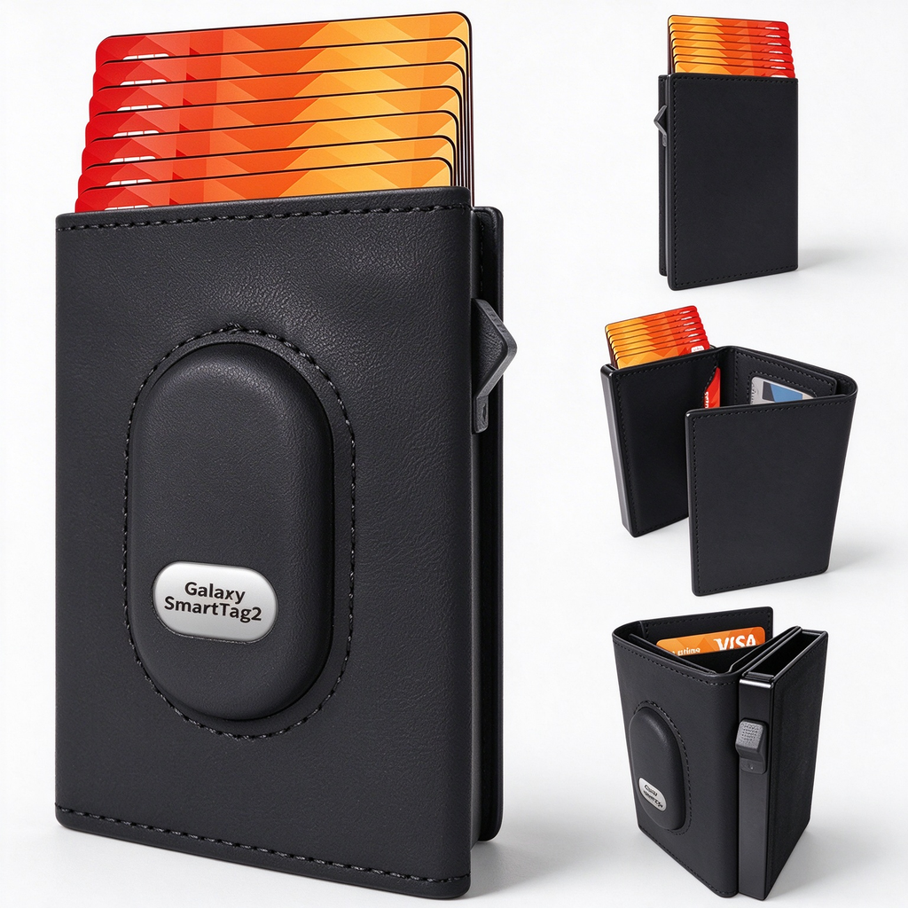 Galaxy SmartTag Compatible Pop Up Card Wallet RFID Blocking Card Holder
