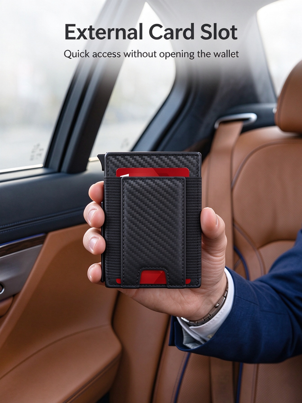 AirTag Pop Up Card Wallet RFID Blocking Microfiber Leather Card Holder