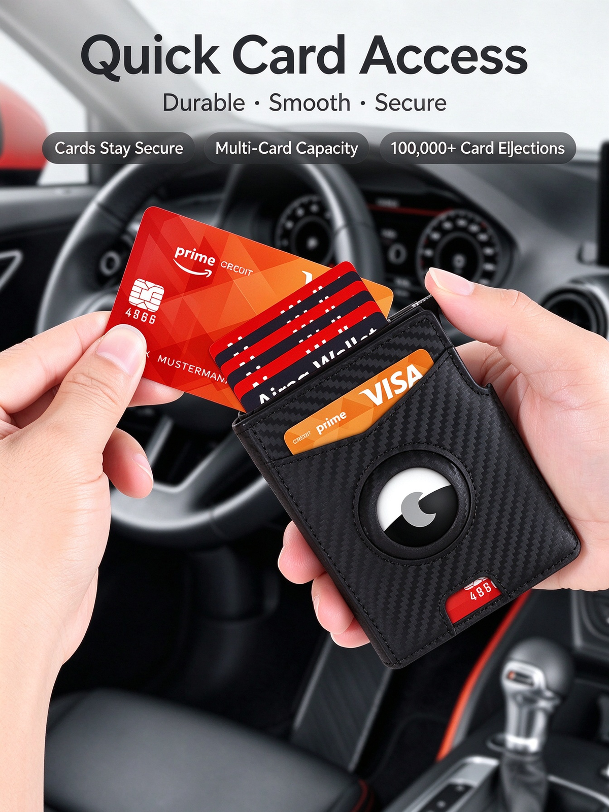 AirTag Pop Up Card Wallet RFID Blocking Microfiber Leather Card Holder