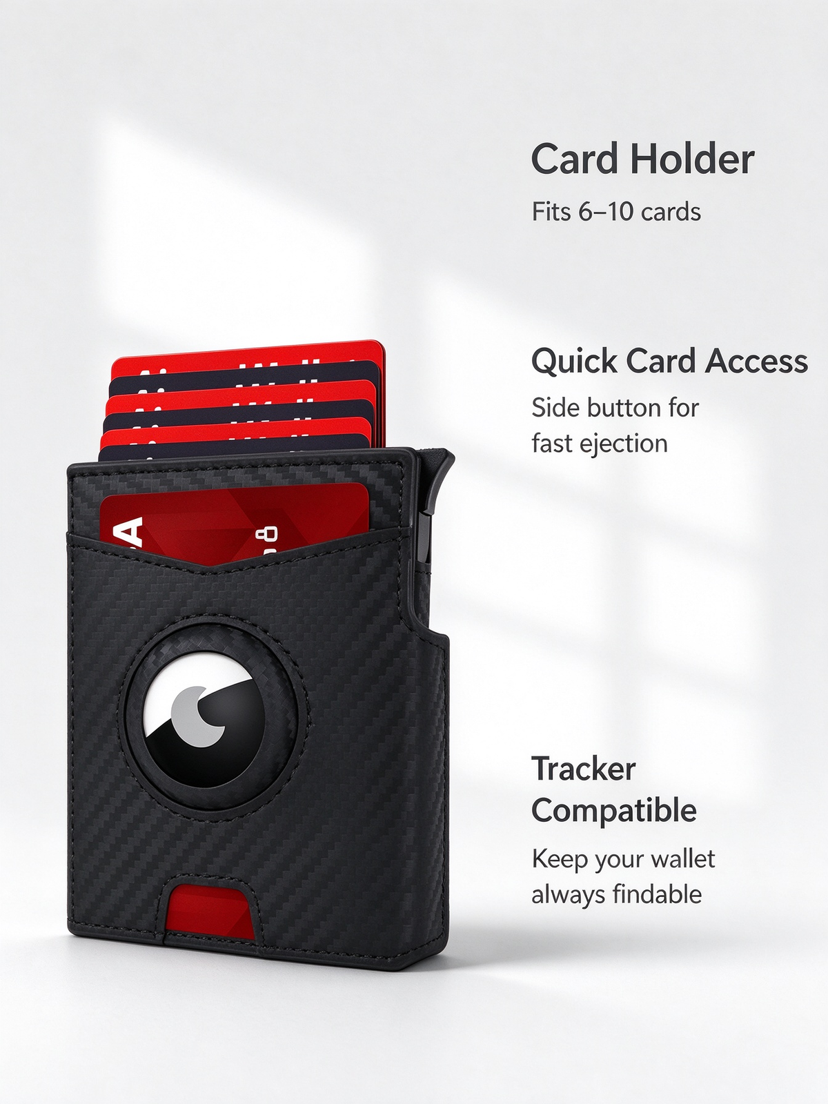 AirTag Pop Up Card Wallet RFID Blocking Microfiber Leather Card Holder